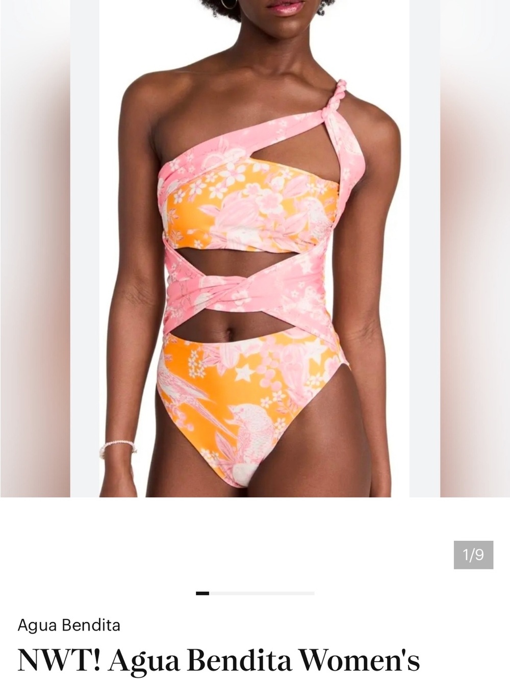 Agua bendita One-Shoulder Pink & Yellow Floral One-Piece Swimsuit - Picture 2 of 2